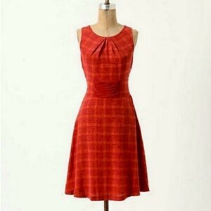 Elegant Anthropologie Girls From Savoy Red Silk Midi Dress sz.10